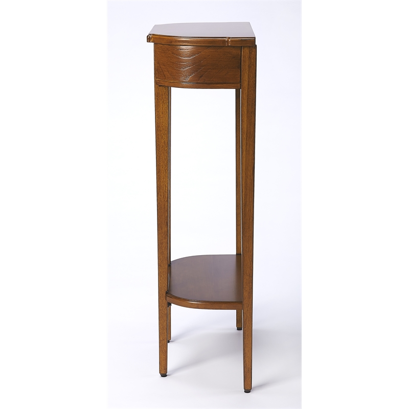 Pemberly Row Modern Demilune Console Table In Olive Ash Burl