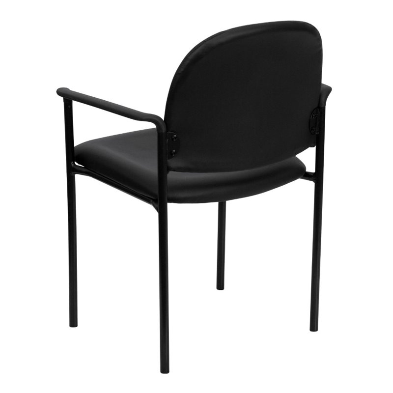 Pemberly Row Contemporary Comfortable Side Guest Chair in Black
