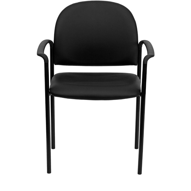 Pemberly Row Contemporary Comfortable Side Guest Chair in Black