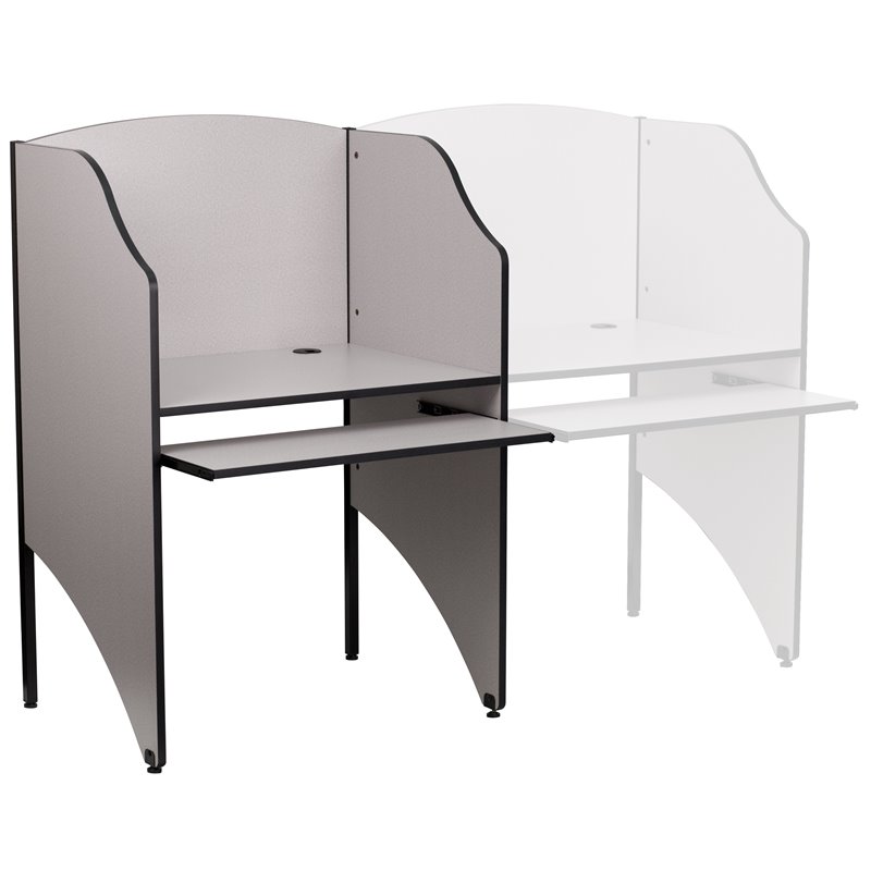Pemberly Row Contemporary Study Carrel in Nebula Grey Finish