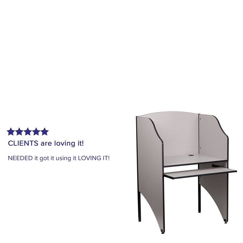 Pemberly Row Contemporary Study Carrel in Nebula Grey Finish