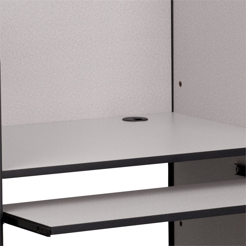 Pemberly Row Contemporary Study Carrel in Nebula Grey Finish