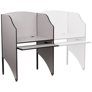 Pemberly Row Contemporary Study Carrel in Nebula Grey Finish