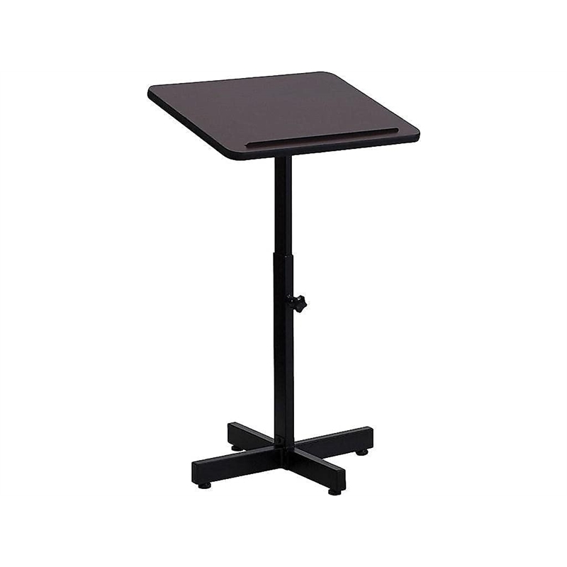 Pemberly Row Modern Adjustable Height Metal Lectern in Mahogany