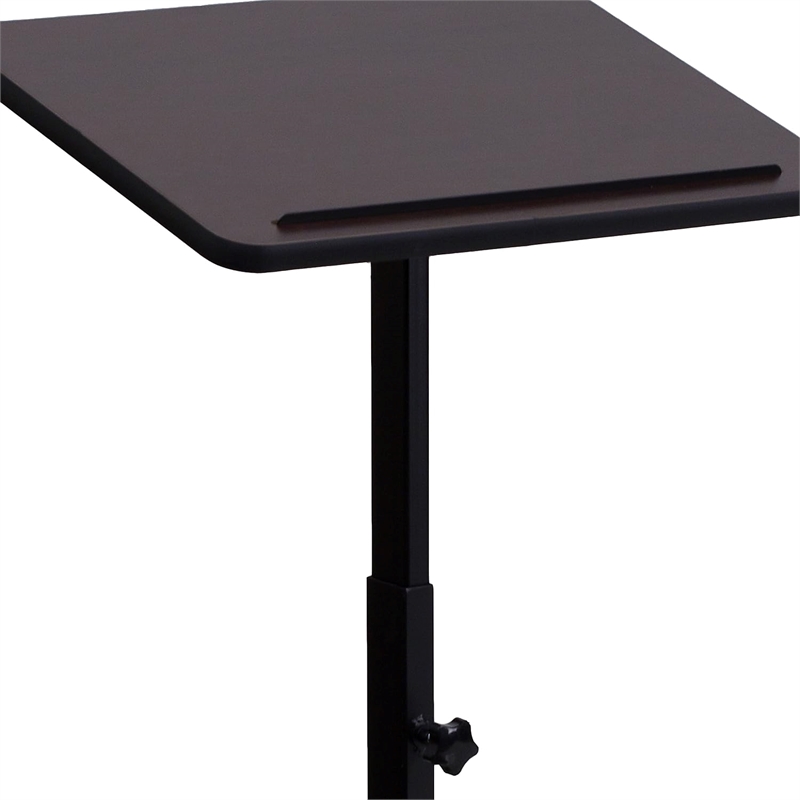 Pemberly Row Modern Adjustable Height Metal Lectern in Mahogany