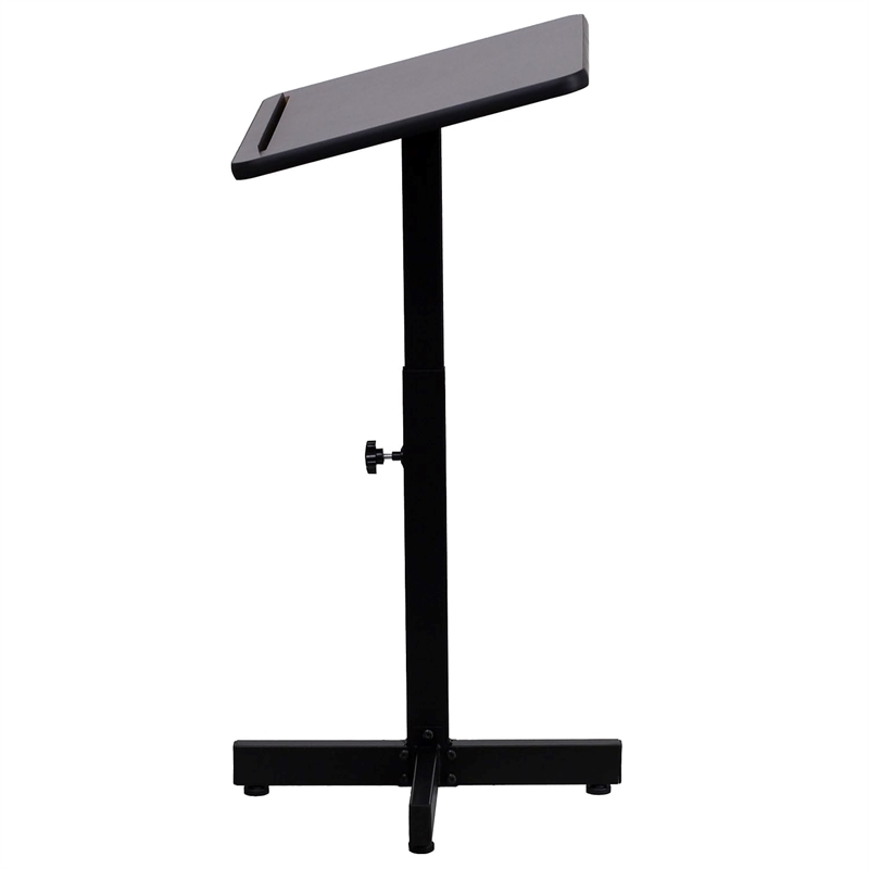 Pemberly Row Modern Adjustable Height Metal Lectern in Mahogany
