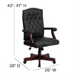 Pemberly Row Contemporary Leather Swivel Office Chair in Black