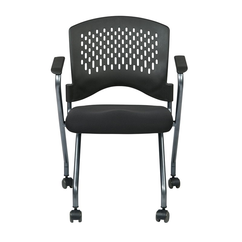 Pemberly Row Set of 2 Black Chair with Ventilated Plastic Wrap Around Back