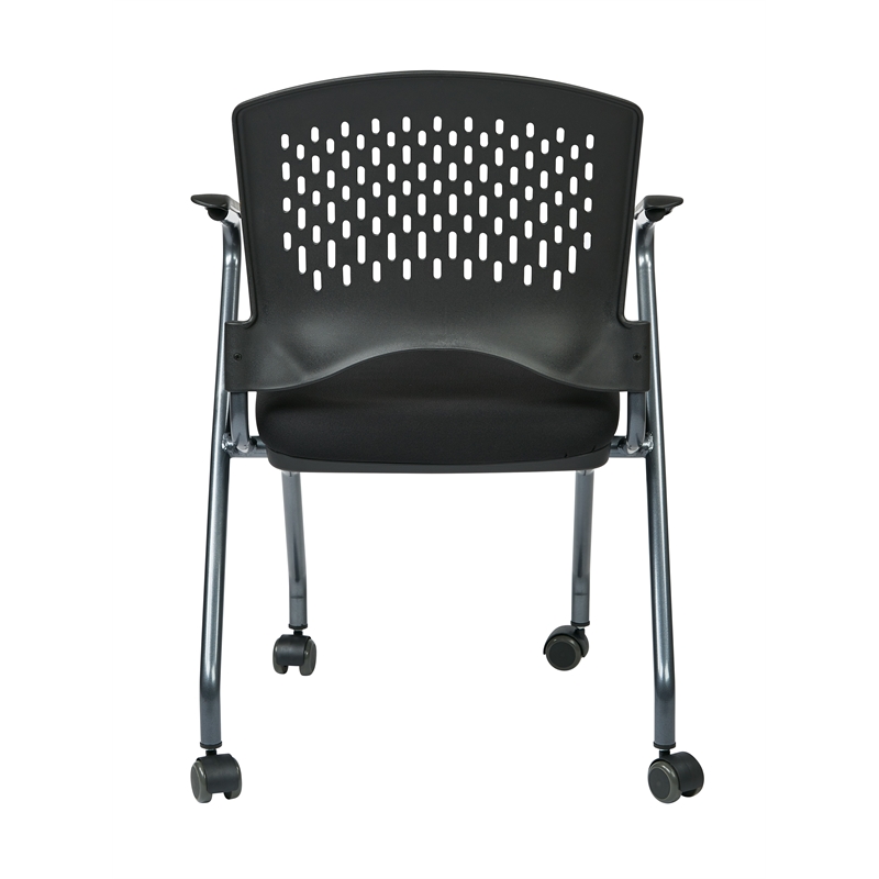 Pemberly Row Set of 2 Black Chair with Ventilated Plastic Wrap Around Back