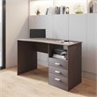 Pemberly Row Classy Computer Desk with 3 Drawers in Espresso