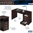 Pemberly Row Classy Computer Desk with 3 Drawers in Espresso