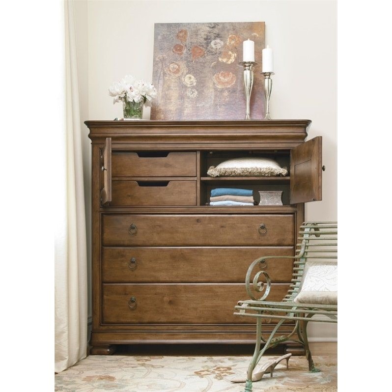 Pemberly Row Contemporary Wood Dressing Chest in Mahogany Finish