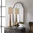 Pemberly Row Contemporary Style Metal Arch Mirror in Gold Finish