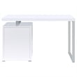 Pemberly Row Modern 3-Drawer Wood Office Desk in White and Silver