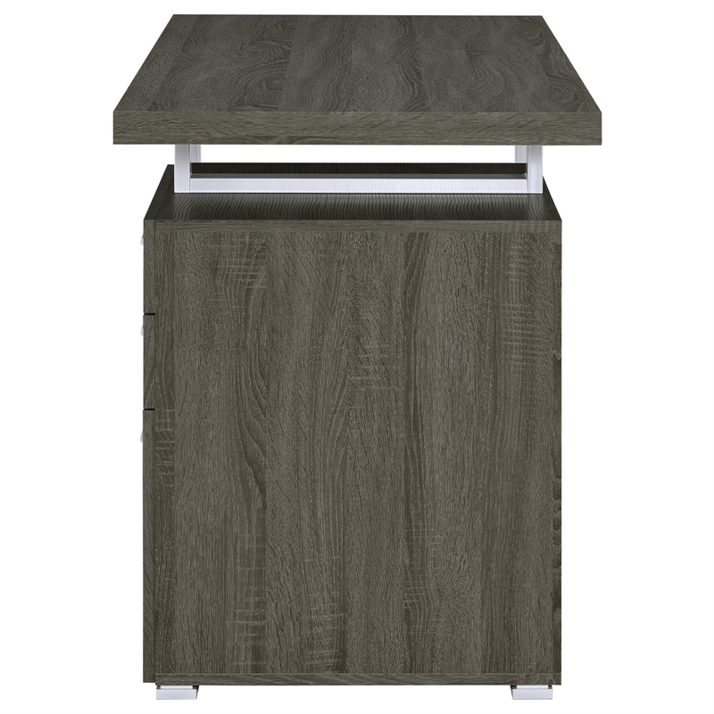 Pemberly Row 3-Drawer Wood Office Desk Weathered Gray and Silver