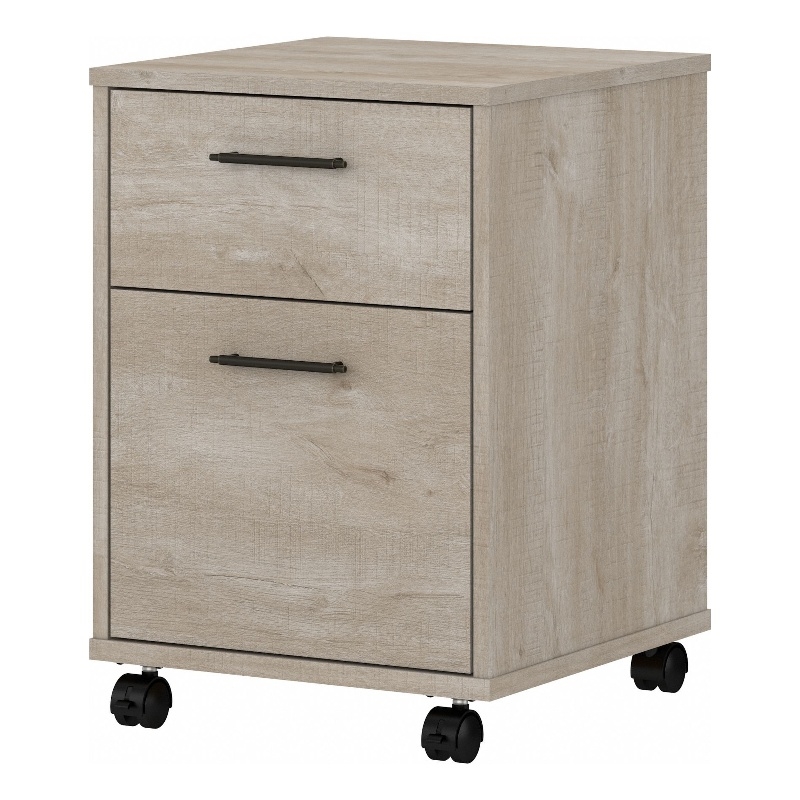 Pemberly Row Contemporary 2-Drawer Mobile Pedestal in Washed Gray