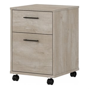 Pemberly Row Contemporary 2-Drawer Mobile Pedestal in Washed Gray