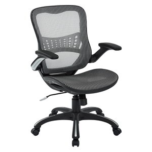 Pemberly Row Mesh Seat and Back Manager Chair in Gray Mesh Fabric