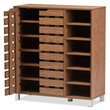 Pemberly Row Contemporary 2-Door Shoe Cabinet in Walnut Finish