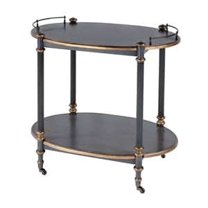 Pemberly Row Contemporary 2 Tier Bur Wood Bar Cart - Olive Ash