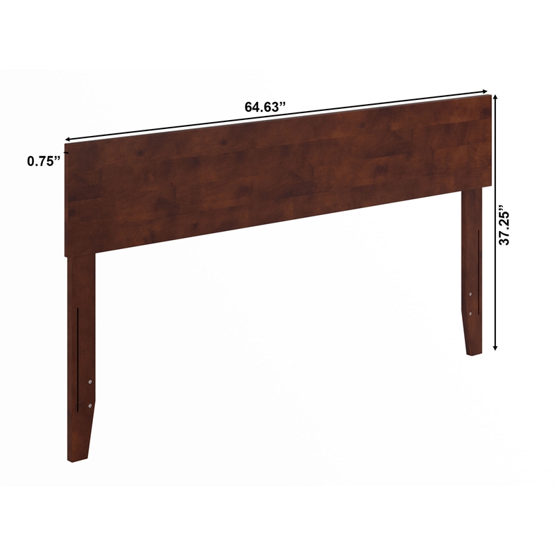 Pemberly Row Contemporary Queen Modern Wood Panel Headboard in Walnut