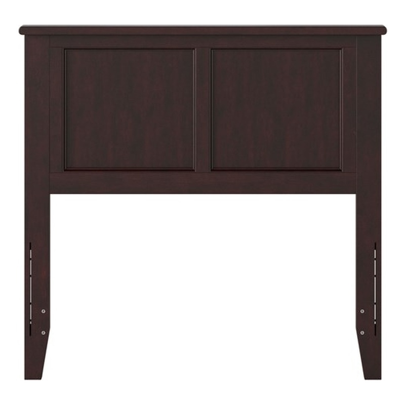 Pemberly Row Contemporary Twin Solid Wood Panel Headboard in Espresso