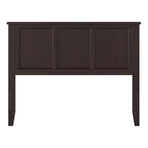 Pemberly Row Contemporary Full Solid Wood Panel Headboard in Espresso