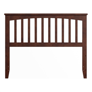 Pemberly Row Contemporary Full Wood Headboard in Walnut Finish
