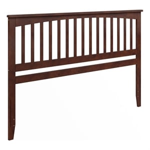 Pemberly Row Contemporary King Wood Headboard in Walnut Finish