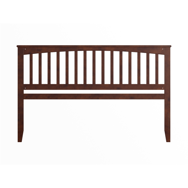 Pemberly Row Contemporary King Wood Headboard in Walnut Finish