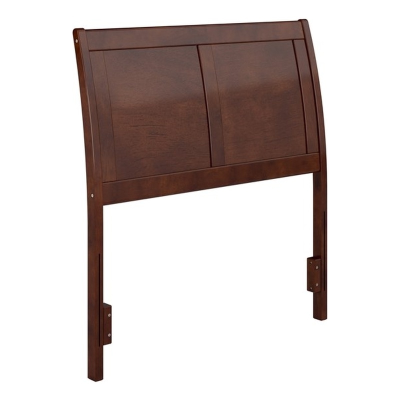 Pemberly Row Contemporary Twin Sleigh Wood Headboard in Walnut