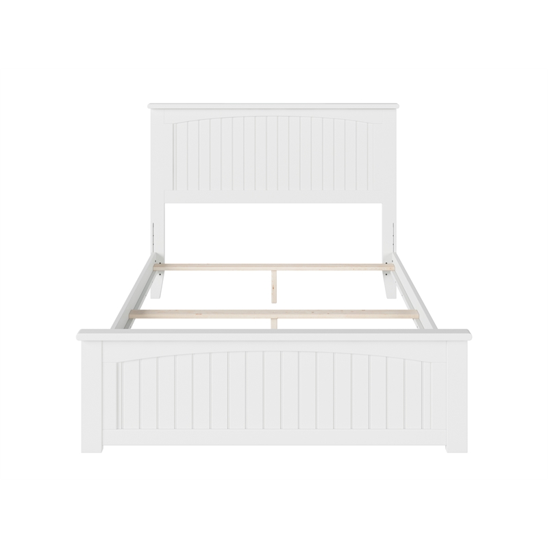 Pemberly Row Full Wood Foundation Bed with Matching Footboard in White
