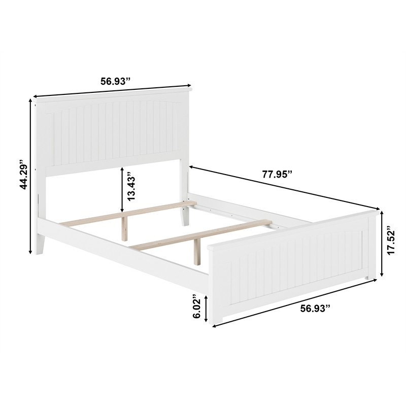 Pemberly Row Full Wood Foundation Bed with Matching Footboard in White