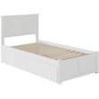 Pemberly Row Twin Wood Platform Bed with Footboard and Twin Trundle in White