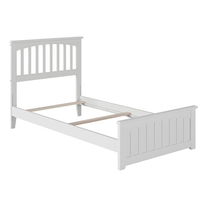 Pemberly Row Twin XL Wood Foundation Bed with Matching Footboard in White