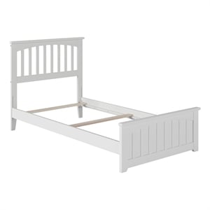 Pemberly Row Twin XL Wood Foundation Bed with Matching Footboard in White
