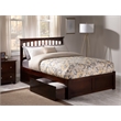 Pemberly Row Full Wood Platform Bed with Footboard and Storage Drawers in Walnut