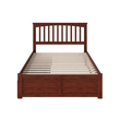 Pemberly Row Full Wood Platform Bed with Footboard and Storage Drawers in Walnut