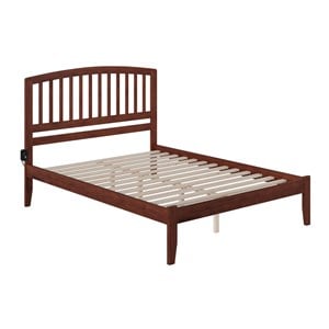 Pemberly Row Contemporary Queen Solid Wood Platform Bed in Walnut