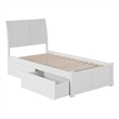 Pemberly Row Twin XL Wood Platform Bed with Footboard & Storage Drawers in White