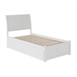 Pemberly Row Twin XL Wood Platform Bed with Footboard & Storage Drawers in White