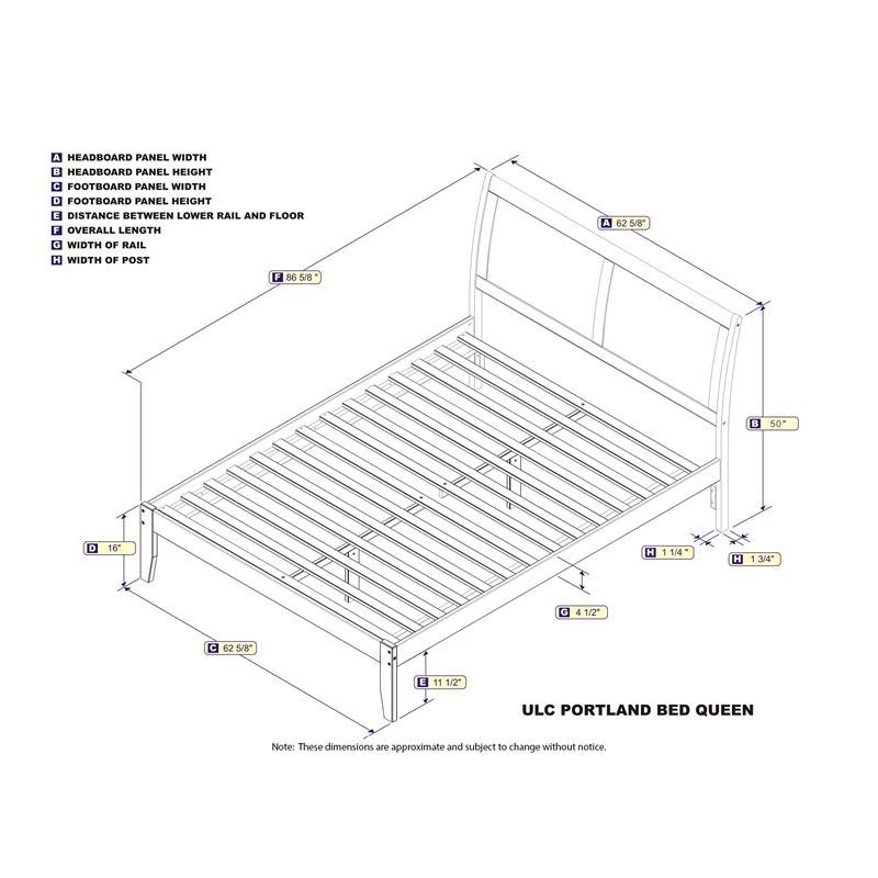 Pemberly Row Contemporary Queen Solid Wood Platform Bed in Walnut