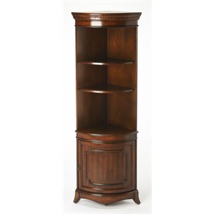 Pemberly Row Modern Dowling Plantation Cherry Wood Corner Cabinet