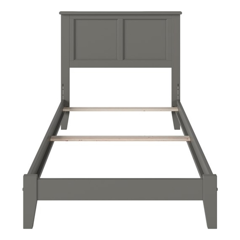 Pemberly Row Contemporary Twin Solid Wood Foundation Bed in Grey
