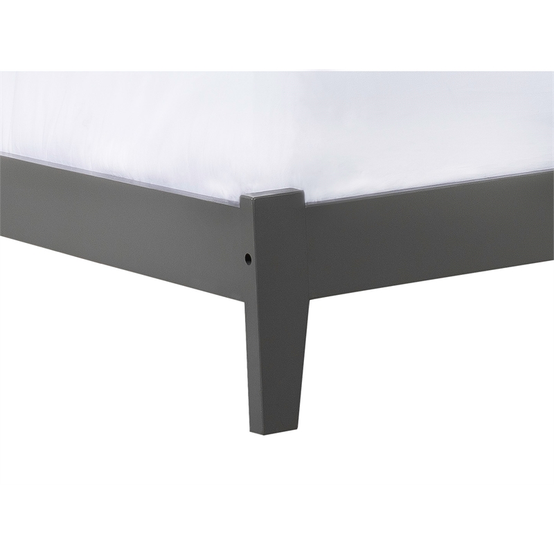 Pemberly Row Contemporary Twin Solid Wood Foundation Bed in Grey