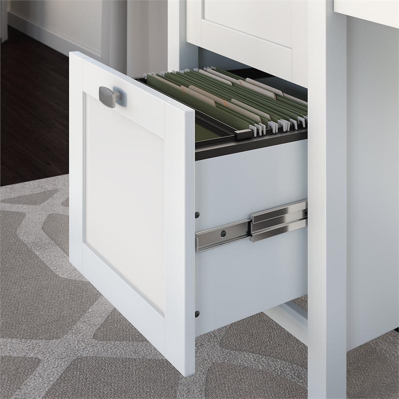 Pemberly Row Modern Computer Desk with Drawers in Pure White