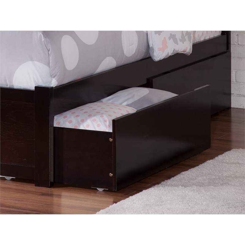 Pemberly Row Solid Wood Twin XL/Queen/King Bed Drawer in Espresso (Set of 2)