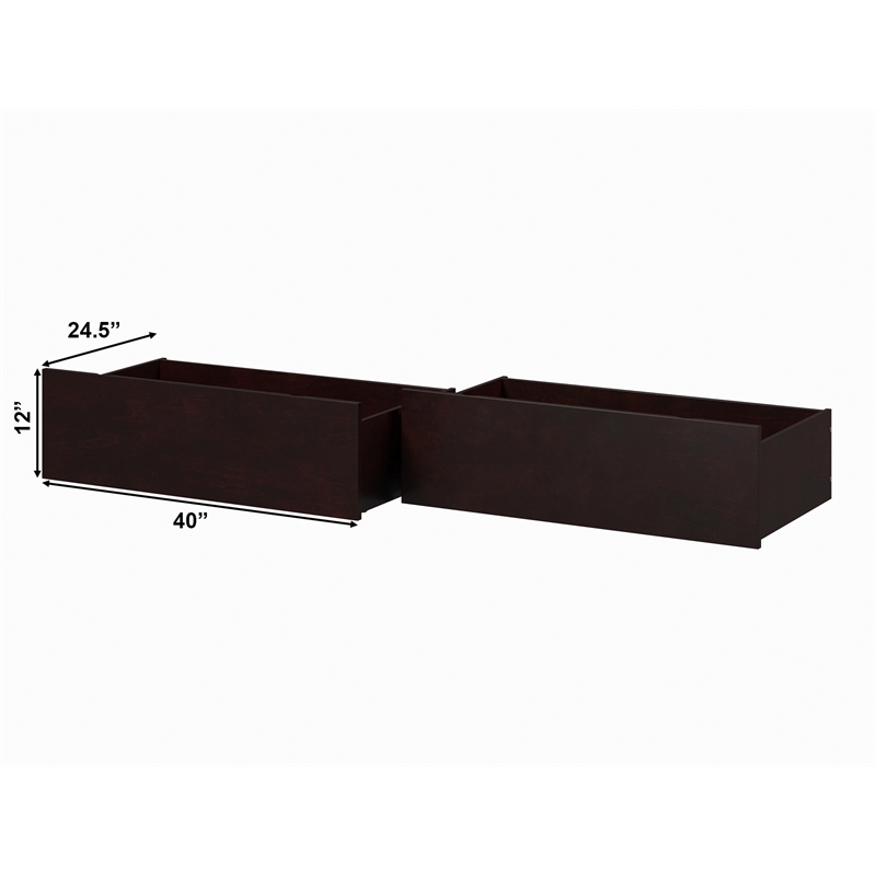 Pemberly Row Solid Wood Twin XL/Queen/King Bed Drawer in Espresso (Set of 2)