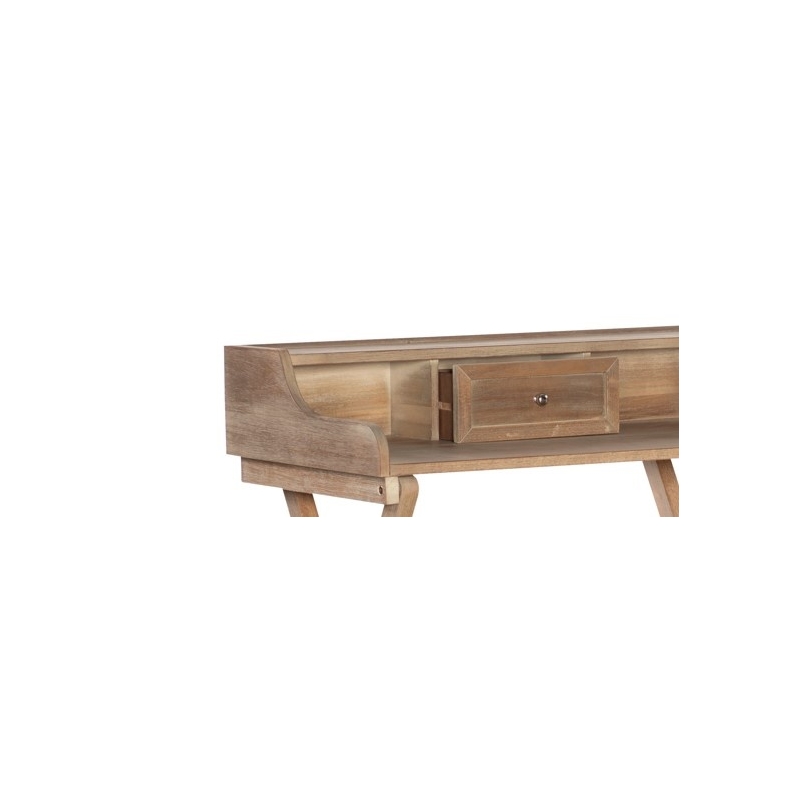 Pemberly Row Wood Folding Desk with Small Drawer in Rustic Brown Finish