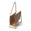 Pemberly Row Contemporary Leather Magazine Basket In Brown Finish